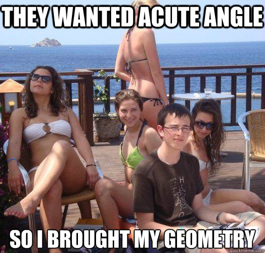 They wanted acute angle so i brought my geometry  Priority Peter