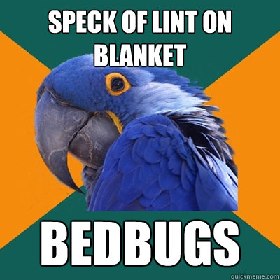 Speck of lint on blanket bedbugs  Paranoid Parrot