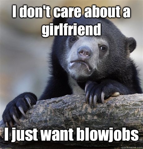 I don't care about a girlfriend I just want blowjobs  Confession Bear