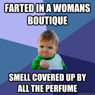 Farted in a womans boutique Smell covered up by all the perfume - Farted in a womans boutique Smell covered up by all the perfume  Success Kid
