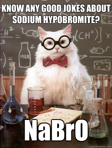 KNOW ANY GOOD JOKES ABOUT SODIUM HYPOBROMITE? NaBrO - KNOW ANY GOOD JOKES ABOUT SODIUM HYPOBROMITE? NaBrO  Chemistry Cat
