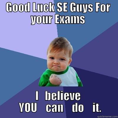 GOOD LUCK SE GUYS FOR YOUR EXAMS I   BELIEVE   YOU    CAN    DO    IT. Success Kid
