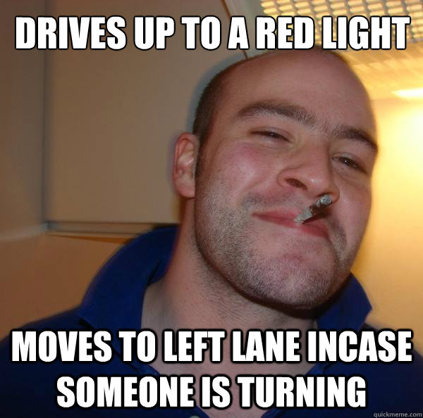 drives up to a red light moves to left lane incase someone is turning - drives up to a red light moves to left lane incase someone is turning  Misc