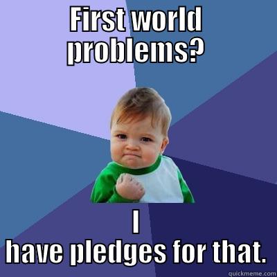 FIRST WORLD PROBLEMS? I HAVE PLEDGES FOR THAT. Success Kid