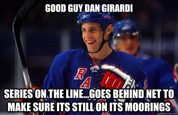 GOOD GUY DAN GIRARDI SERIES ON THE LINE...GOES BEHIND NET TO MAKE SURE ITS STILL ON ITS MOORINGS  GGDG