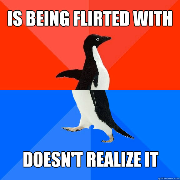 Is being flirted with Doesn't realize it  Socially Awesome Awkward Penguin