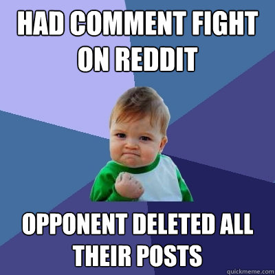 Had comment fight on reddit Opponent deleted all their posts  Success Kid