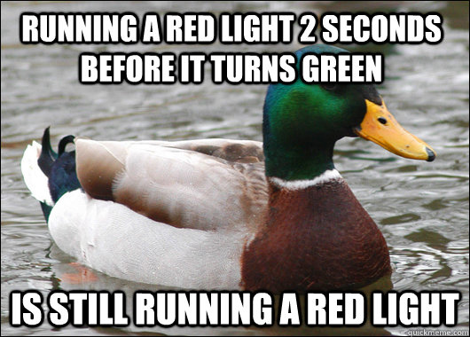 Running a red light 2 seconds before it turns green Is still running a red light  Actual Advice Mallard