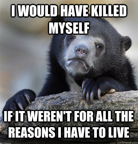 I would have killed myself If it weren't for all the reasons i have to live  Confession Bear
