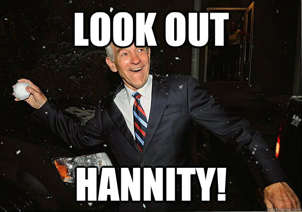 look out Hannity! - look out Hannity!  Ron Paul Snowball Fight