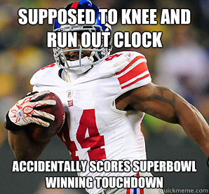 supposed to knee and run out clock accidentally scores superbowl winning touchdown - supposed to knee and run out clock accidentally scores superbowl winning touchdown  Socially Awesome Bradshaw