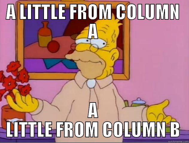A LITTLE FROM COLUMN A A LITTLE FROM COLUMN B Misc