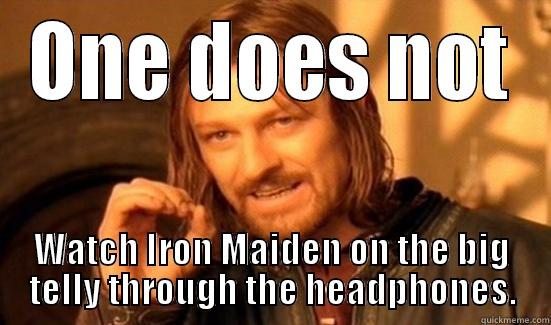 ONE DOES NOT WATCH IRON MAIDEN ON THE BIG TELLY THROUGH THE HEADPHONES. Boromir