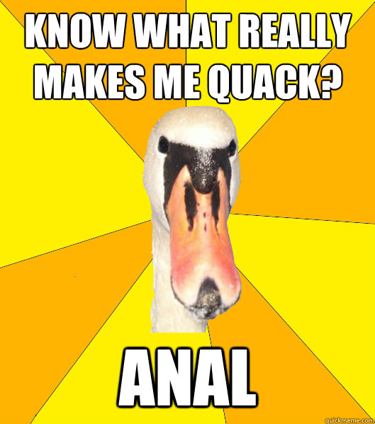 Know what really makes me quack? anal   