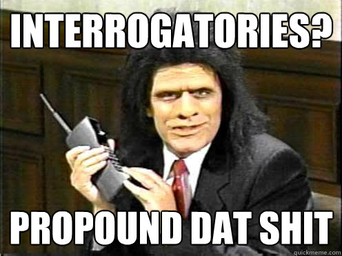 Interrogatories? propound dat shit  Unfrozen Caveman Lawyer