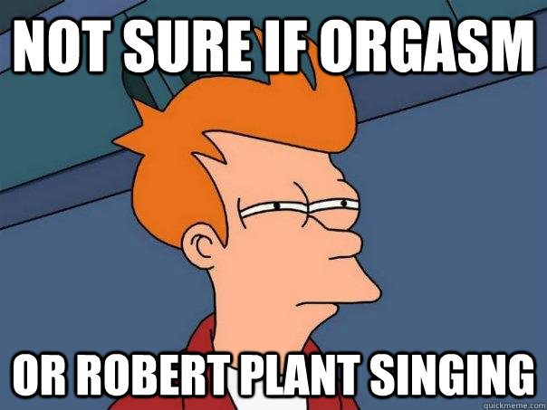 Not sure if orgasm Or Robert Plant singing  Futurama Fry