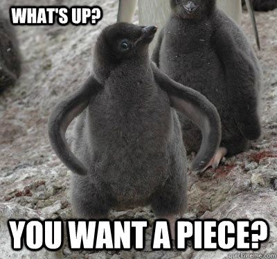 What's up? YOU WANT A PIECE?  Tough Guy
