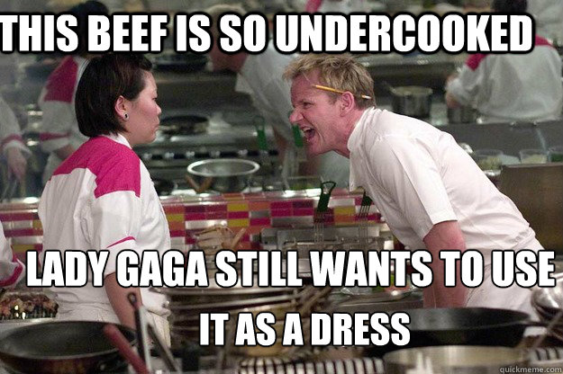THIS BEEF IS SO UNDERCOOKED LADY GAGA STILL WANTS TO USE  IT AS A DRESS - THIS BEEF IS SO UNDERCOOKED LADY GAGA STILL WANTS TO USE  IT AS A DRESS  Misc
