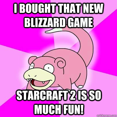 I bought that new blizzard game starcraft 2 is so much fun!  Slowpoke