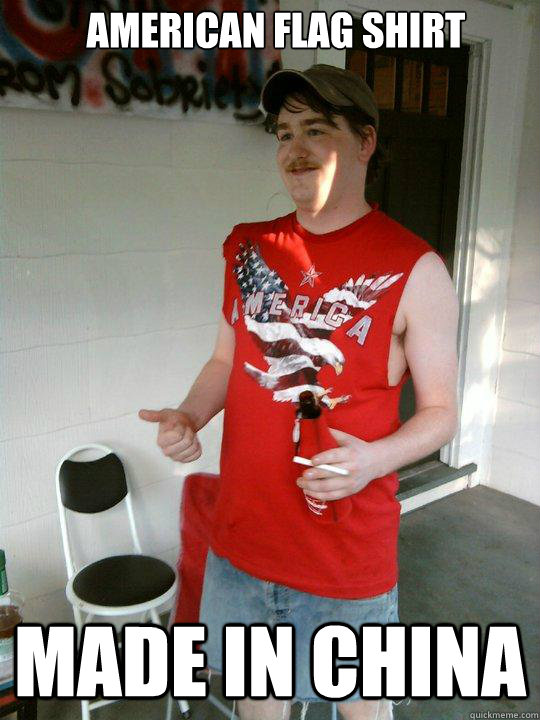 American Flag Shirt MADE IN CHINA  Redneck Randal