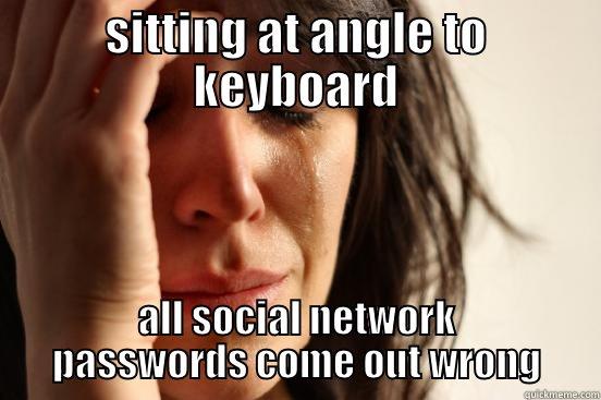 SITTING AT ANGLE TO KEYBOARD ALL SOCIAL NETWORK PASSWORDS COME OUT WRONG First World Problems