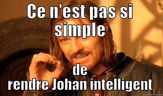 CE N'EST PAS SI SIMPLE DE RENDRE JOHAN INTELLIGENT Boromir