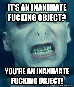 It's an inanimate fucking object?  YOU'RE AN INANIMATE FUCKING OBJECT! - It's an inanimate fucking object?  YOU'RE AN INANIMATE FUCKING OBJECT!  Socially Awkward Voldemort