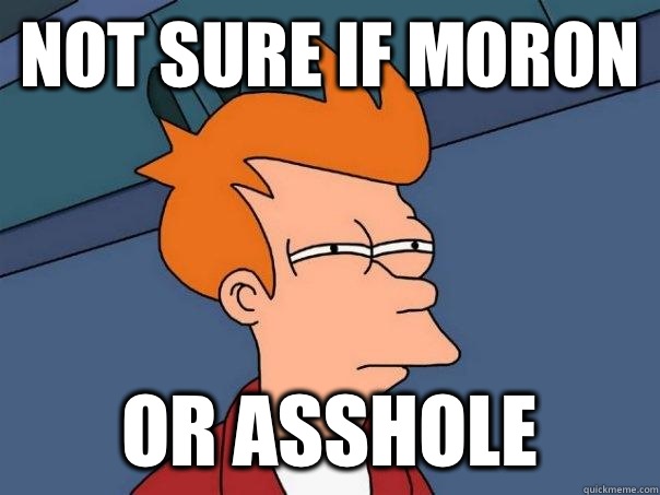 Not sure if moron Or asshole  Futurama Fry