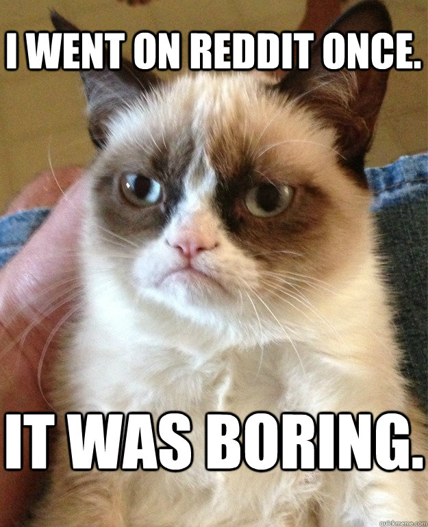 i went on reddit once. it was boring.  Grumpy Cat