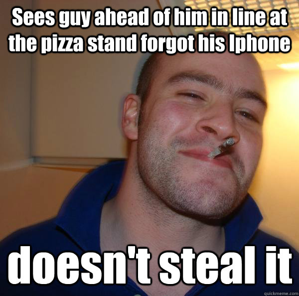 Sees guy ahead of him in line at the pizza stand forgot his Iphone doesn't steal it - Sees guy ahead of him in line at the pizza stand forgot his Iphone doesn't steal it  Misc