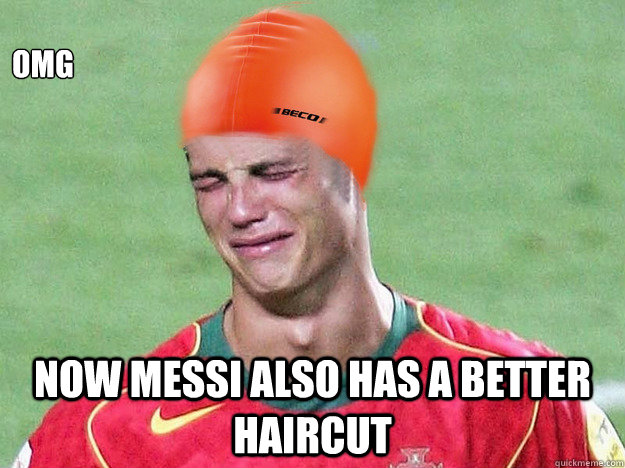 OMG Now Messi also has a better haircut - OMG Now Messi also has a better haircut  Ronaldo crying