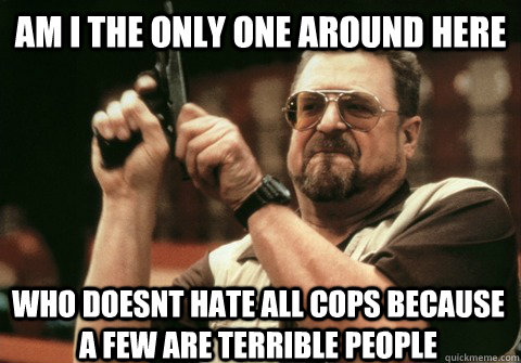 Am I the only one around here who doesnt hate all cops because a few are terrible people - Am I the only one around here who doesnt hate all cops because a few are terrible people  Am I the only one