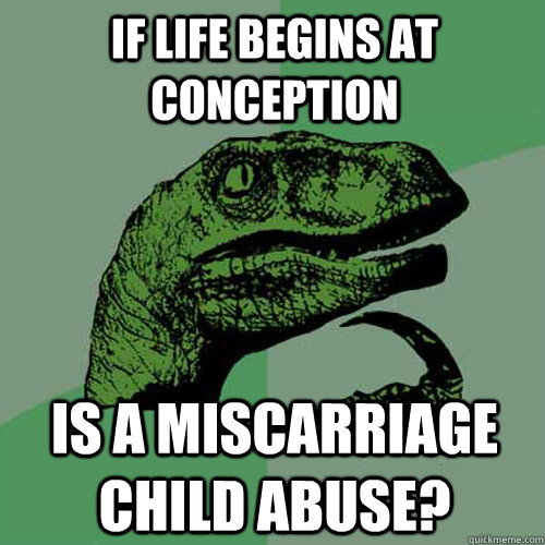 If life begins at conception is a miscarriage child abuse? - If life begins at conception is a miscarriage child abuse?  Philosoraptor