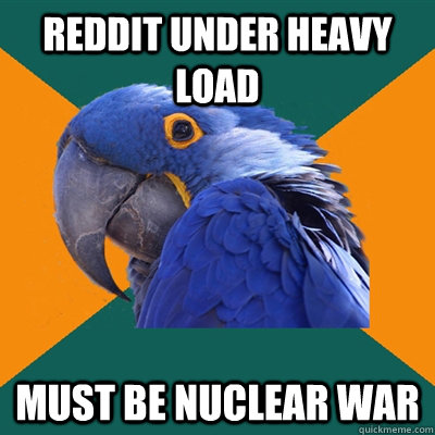 Reddit under heavy load must be nuclear war  Paranoid Parrot