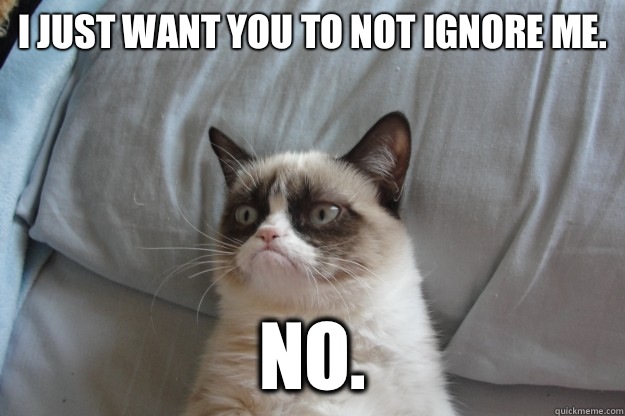 I just want you to not ignore me.  NO.  - I just want you to not ignore me.  NO.   Misc