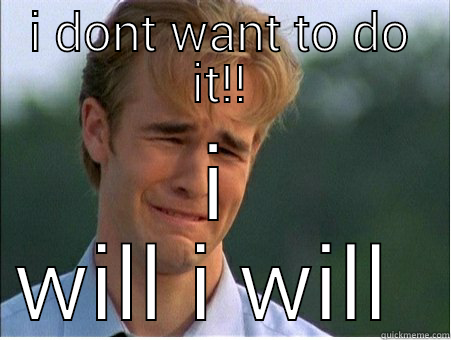 I DONT WANT TO DO IT!! I WILL I WILL  1990s Problems