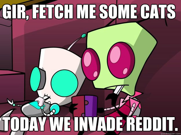 GIR, Fetch me some cats today we invade reddit. - GIR, Fetch me some cats today we invade reddit.  Confused Invader Zim