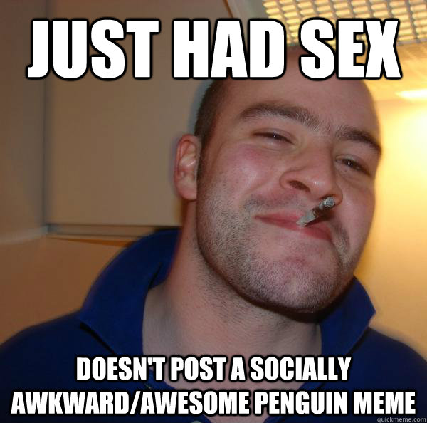just had sex doesn't post a socially awkward/awesome penguin meme - just had sex doesn't post a socially awkward/awesome penguin meme  Misc