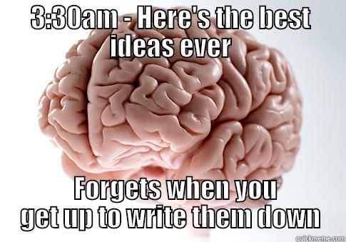 3:30AM - HERE'S THE BEST IDEAS EVER   FORGETS WHEN YOU GET UP TO WRITE THEM DOWN Scumbag Brain