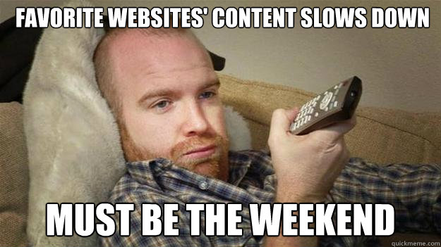 Favorite websites' content slows down must be the weekend - Favorite websites' content slows down must be the weekend  Lazy Unemployed Larry