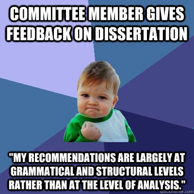 committee member gives feedback on dissertation 