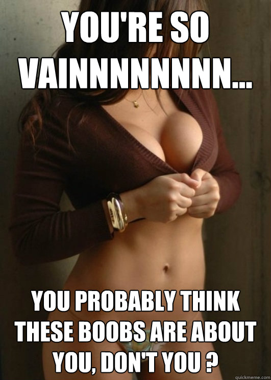 You're so vainnnnnnnn... You probably think these boobs are about you, don't you ?  Boobtastic Chick