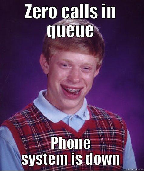 ZERO CALLS IN QUEUE PHONE SYSTEM IS DOWN Bad Luck Brian