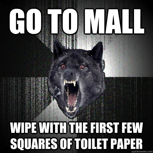 Go to mall wipe with the first few squares of toilet paper - Go to mall wipe with the first few squares of toilet paper  Insanity Wolf