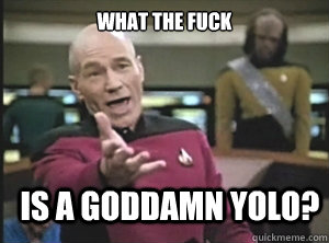 What the fuck is a goddamn yolo?  Annoyed Picard