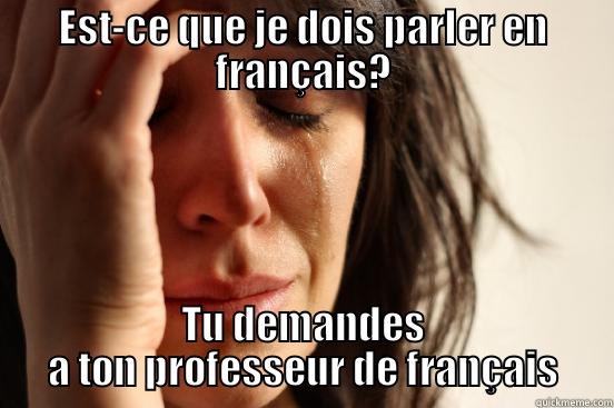 EST-CE QUE JE DOIS PARLER EN FRANÇAIS? TU DEMANDES A TON PROFESSEUR DE FRANÇAIS First World Problems