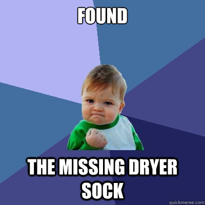 Found the missing dryer sock - Found the missing dryer sock  Success Kid