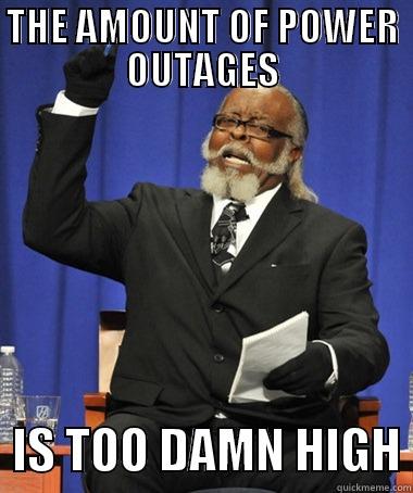 THE AMOUNT OF POWER OUTAGES   IS TOO DAMN HIGH The Rent Is Too Damn High