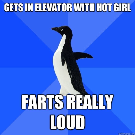 Gets in elevator with hot girl Farts really loud  Socially Awkward Penguin