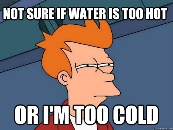 Not sure if water is too hot or i'm too cold  Futurama Fry